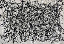Grande Peinture Abstraite d'Expressionnisme Inspirée par le Style Mid Modern de Jackson Pollock
