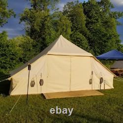 Grande tente de camping en toile de coton imperméable spacieuse pour 10 personnes, toutes saisons, en plein air