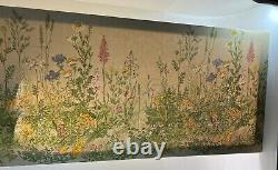Impression de jardin floral vintage Grand Artwork de fleurs non signé GUC Ferme 44x21