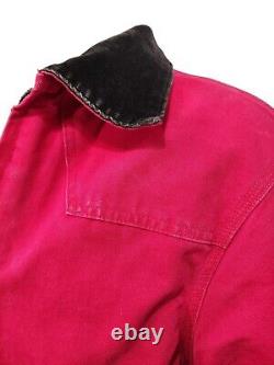 Manteau bomber en toile à carreaux rouge de Carhartt Santa Fe avec doublure matelassée, taille vintage L/XL