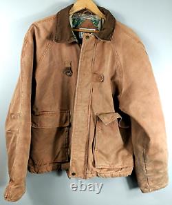 Manteau de chasse en toile de coton DUXBAK vintage, brun, doublure matelassée