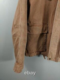 Manteau de chasse en toile de coton DUXBAK vintage, marron, doublure matelassée, L