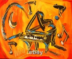 Peinture à l'huile originale de grand format impressionniste sur la musique jazz
