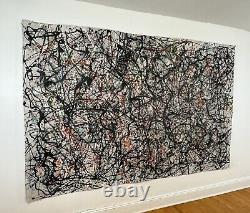 Peinture abstraite gigantesque de style Jackson Pollock à l'huile sur toile originale