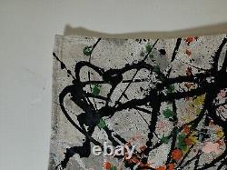 Peinture abstraite gigantesque de style Jackson Pollock à l'huile sur toile originale