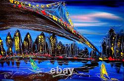 Peinture originale sur toile grand format abstraite impressionniste de l'art de la ville de New York, canadienne.