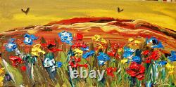 Peinture sur toile abstraite impressionniste d'art floral en grand format - U8hth9t