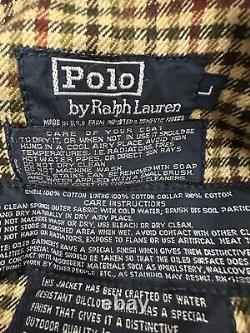 Polo Ralph Lauren VTG Oilcloth Waxed Canvas Flannel Lined Mens Trench Taille L