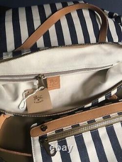 Sac fourre-tout convertible en toile rayée et cuir Made In Italy IL BISONTE