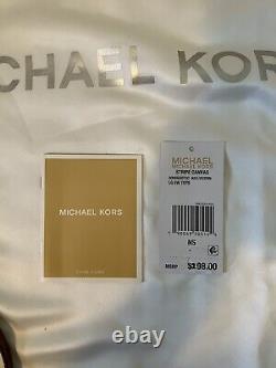 Sac fourre-tout en toile rayée et cuir de Michael Kors, grand format, avec pochette - 298 $