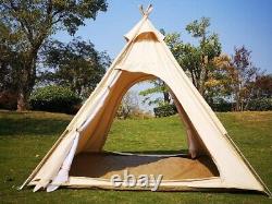 Tente tipi en toile de coton extérieure pour 2-3 personnes avec double porte pour le camping.