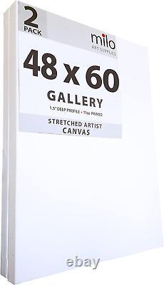 Toile d'artiste étirée 48X60 pouces 2 pack 1,5 pouces d'épaisseur Profil de galerie