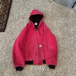 Veste Carhartt vintage rouge à capuche en toile J140 pour hommes, taille large