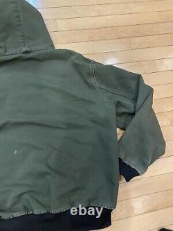 Veste en toile de canard Carhartt Vintage pour homme, grande taille, avec capuche unie verte, des années 90, fabriquée aux USA